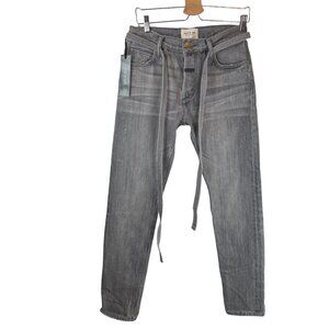 NWT Fear Of God Slim Fit Button Fly Belted Selvedge Denim Jeans Gray Size 29